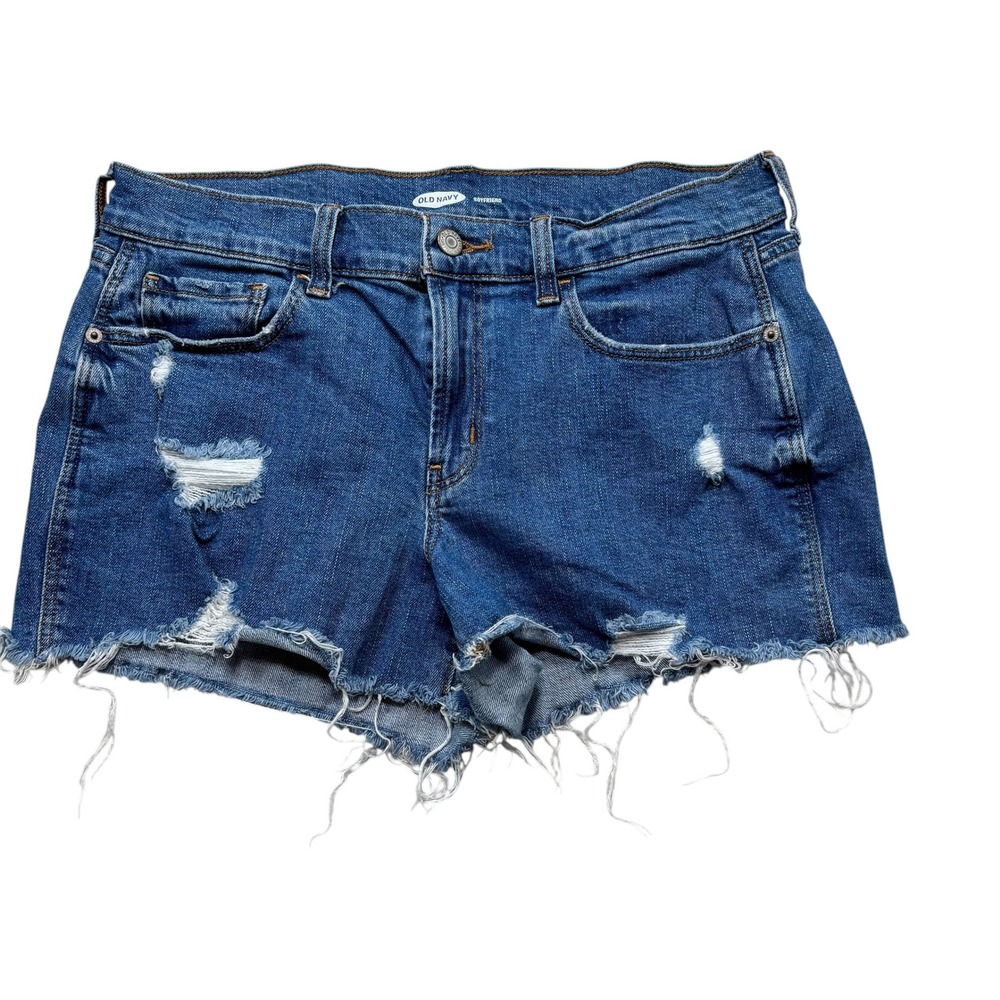Old Navy Boyfriend Distressed Denim Shorts Raw Hem Cutoffs Size 8 #718
